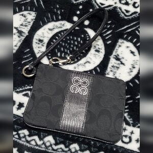 Vintage Y2K Coach Black and Silver Wristlet